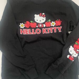 Small Black Hello Kitty Sanrio Graphic Fleece Crewneck Sweatshirt